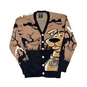 BoxLunch Scooby-Doo Haunted House Cardigan Sweater Tan Black XS